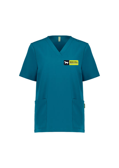Box Hill Nursing Scrub Top - Caribbean Blue - LADIES